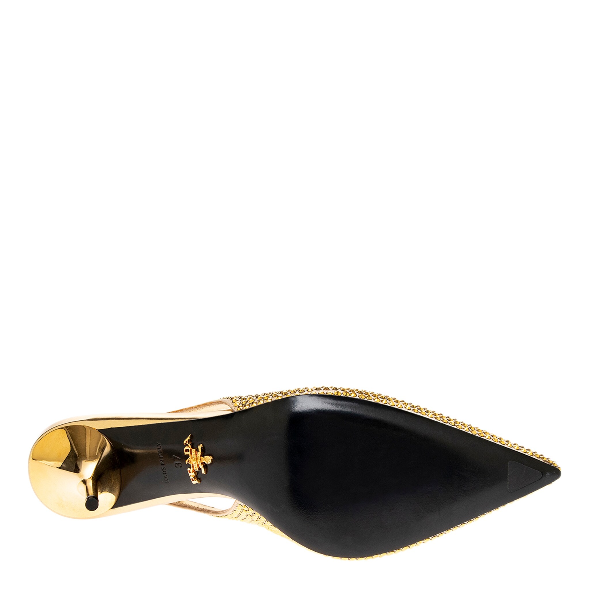 Prada Crystal Embellished Slingback Pumps - Overstock - 43182811