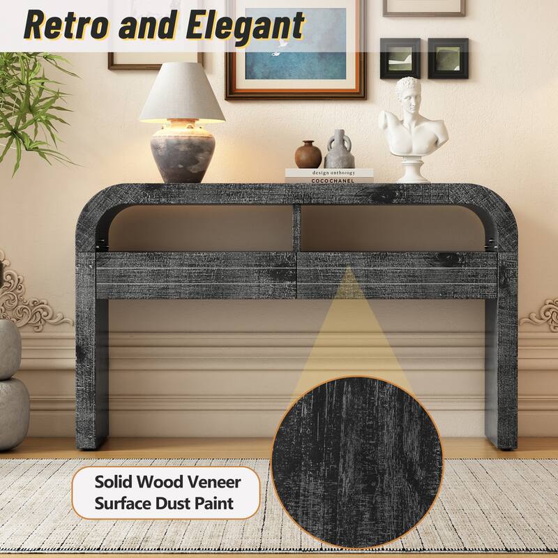 52 Inch Retro Style Console Table with Large Drawers
