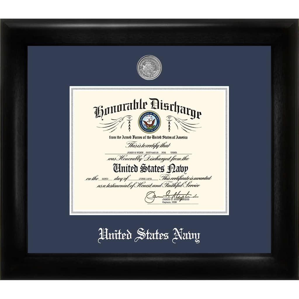 Patriot Frames Navy 8.5x11 Discharge Frame with Silver Medallion