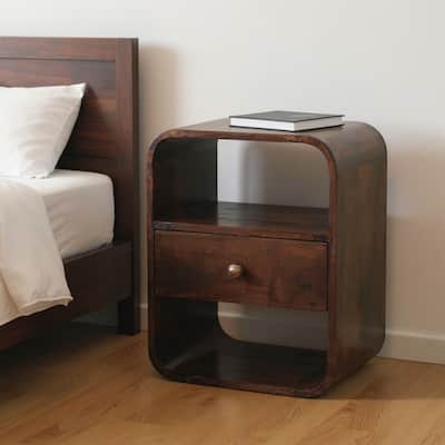 HomeRoots 22" Chestnut Solid Wood One Drawer Nightstand