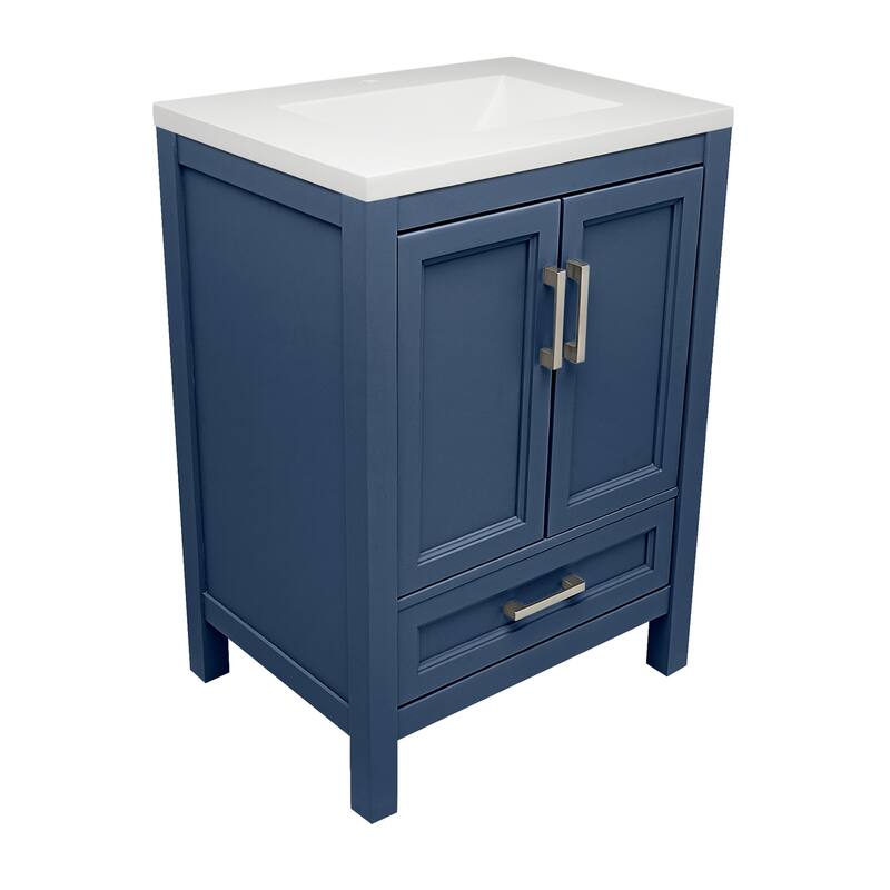 Nevado 25 in. W x 19 in. D x 36 in. H Bath Vanity in with White Cultured Marble Top Single Hole