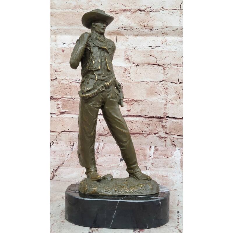 Standing Cowboy Bronze Sculpture - Wild West Western Gunslinger Art