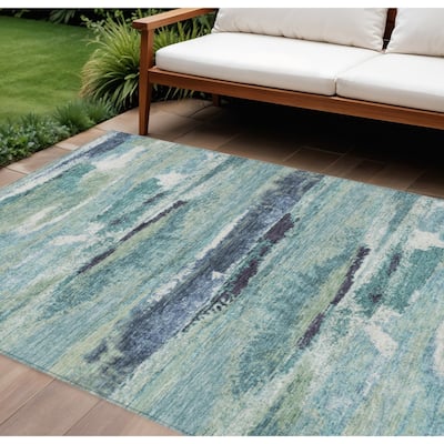 HomeRoots Abstract Transitional Rectangle Outdoor Rug