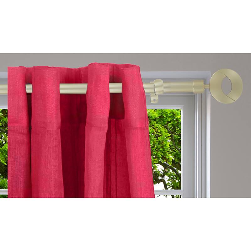 Adjustable Single Curtain Rod 50"-82" with Circle Finials and Brackets, Available in Grey or Gold - 50" to 82" L x 3/4" D
