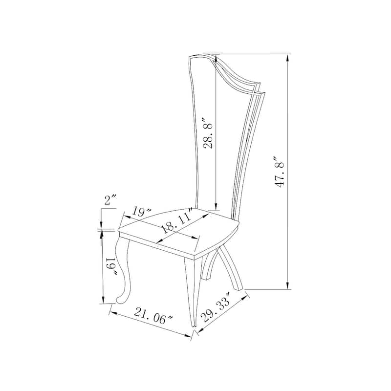 Somette White Contemporary Tall Back Side Chair, Set of 2