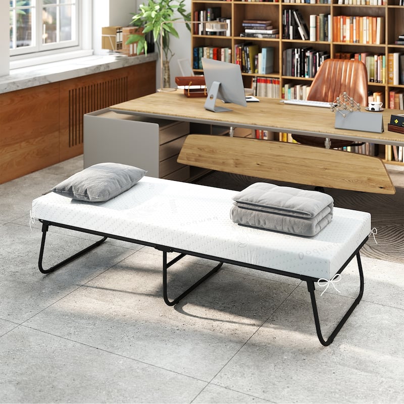 Gymax 75'' x 31'' Folding Bed w/ Memory Foam Breathable Mesh &