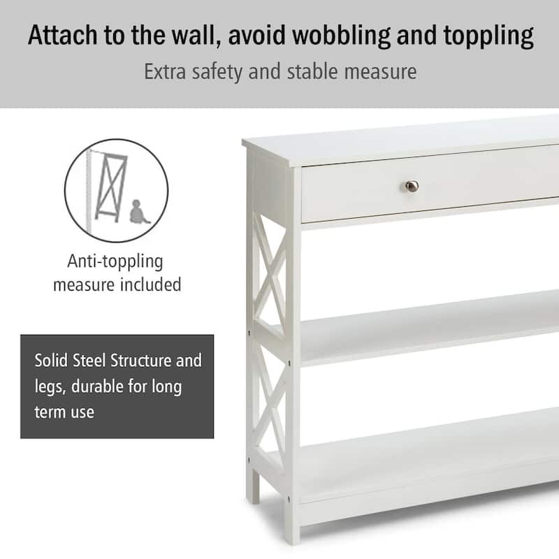 Gymax Console Table Drawer Shelves Sofa Accent Table Entryway Hallway - 39.5'' x 12'' x 31.5''