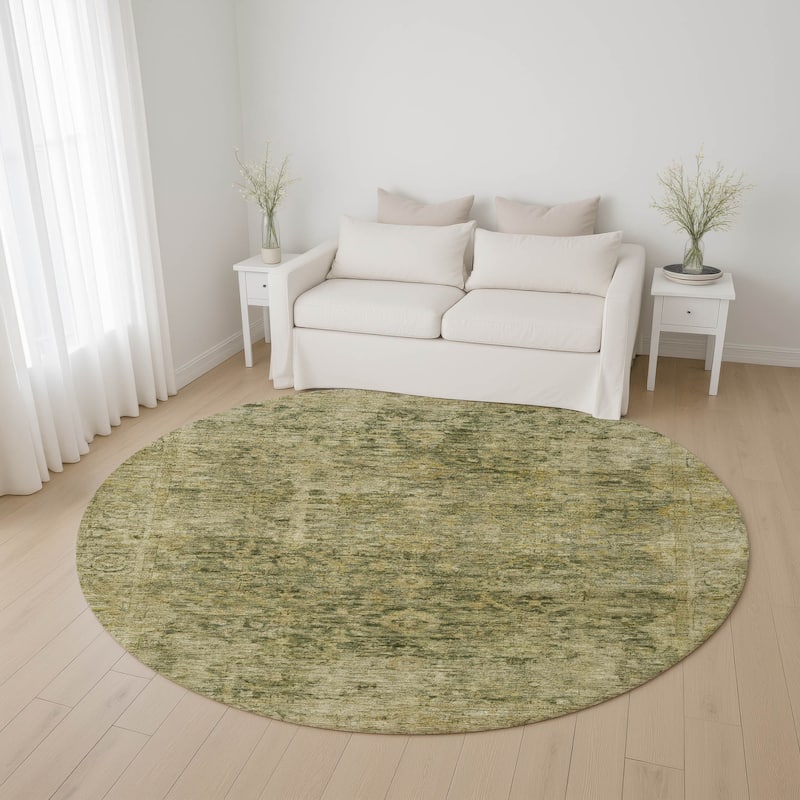 Premium Washable Super Soft Vintage Traditional Mayfield Rug - Green - 8' x 8'