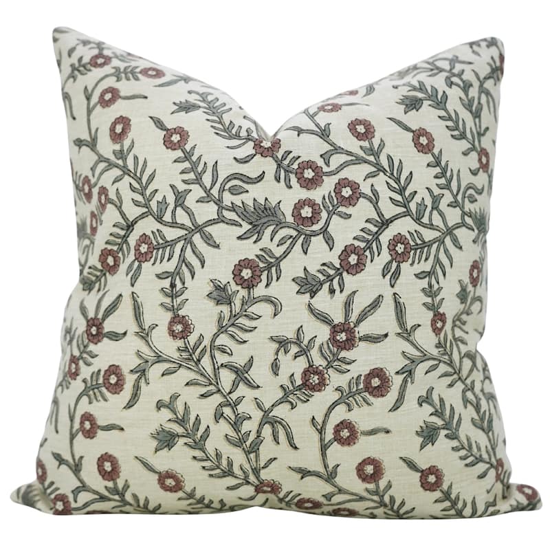 Fabdivine Block Print Floral Pillow Cover 12x20 Inch for Sofa Wine Chair Bed Boho Farmhouse Décor Rectangle Cushioncase, Shehjan
