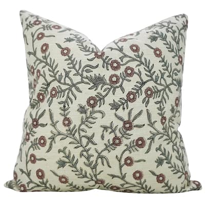 Fabdivine Block Print Floral Pillow Cover 12x20 Inch for Sofa Wine Chair Bed Boho Farmhouse Décor Rectangle Cushioncase, Shehjan