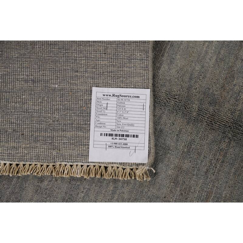 Modern Gabbeh Oriental Rug Hand-Knotted Bedroom Wool Carpet - 2'8"x 4'1"