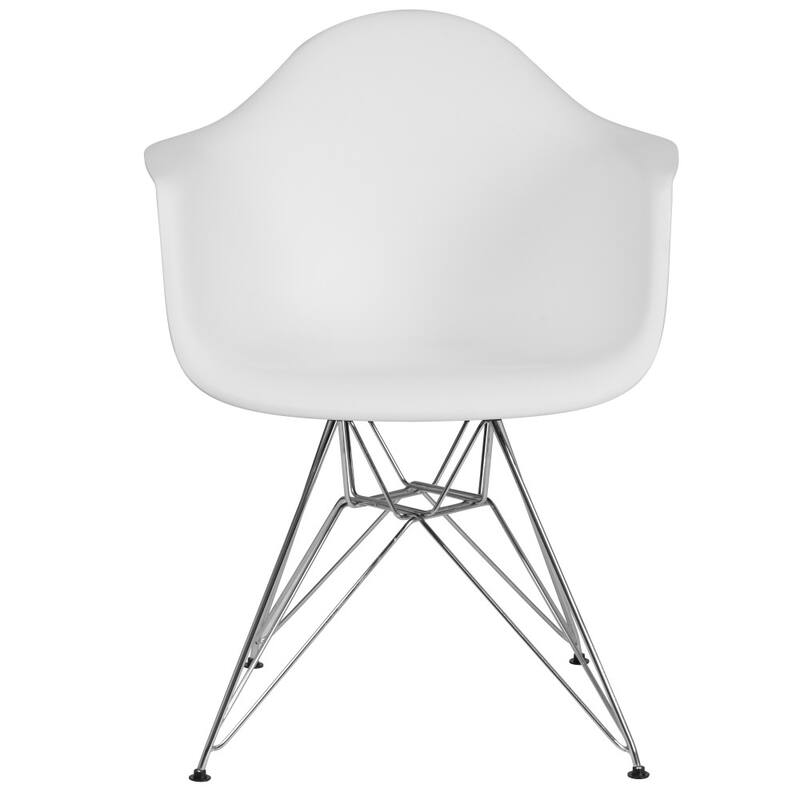 Plastic Chair with Arms and Chrome Base