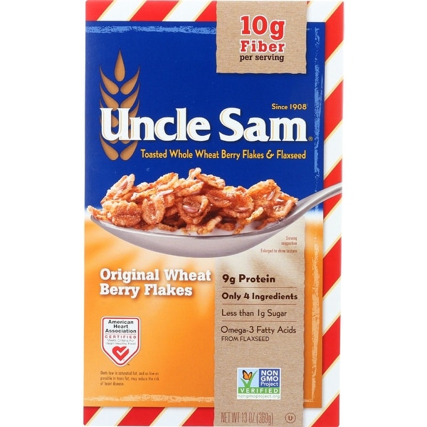 Uncle Sam Cereal, Original Whole Wheat Berry and Flaxseed, 13 oz, 12 Boxes