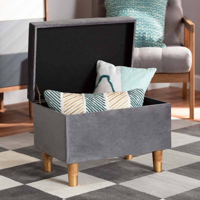 Elias Modern Velvet Fabric Storage Ottoman