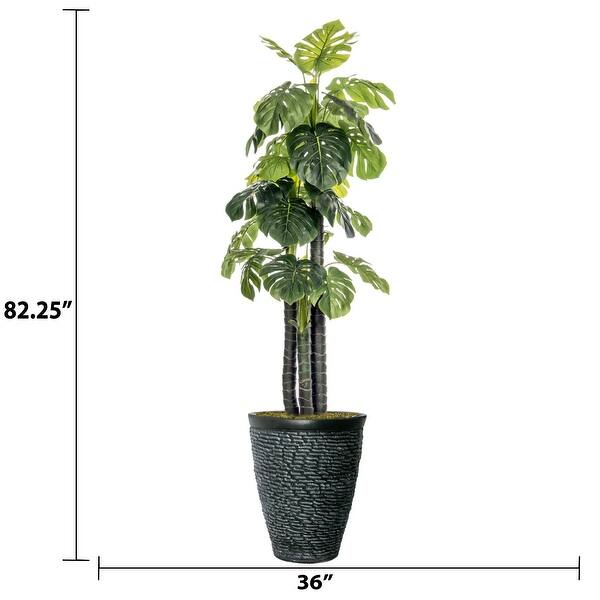 Vintage Home Artificial Faux Real Touch 7.67 Feet Tall Monstera Ceriman  With Fiberstone Planter - 92" - Bed Bath & Beyond - 33821343