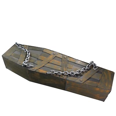Motion Activated Shaking Chained Coffin Halloween Decoration with Sound - 63"