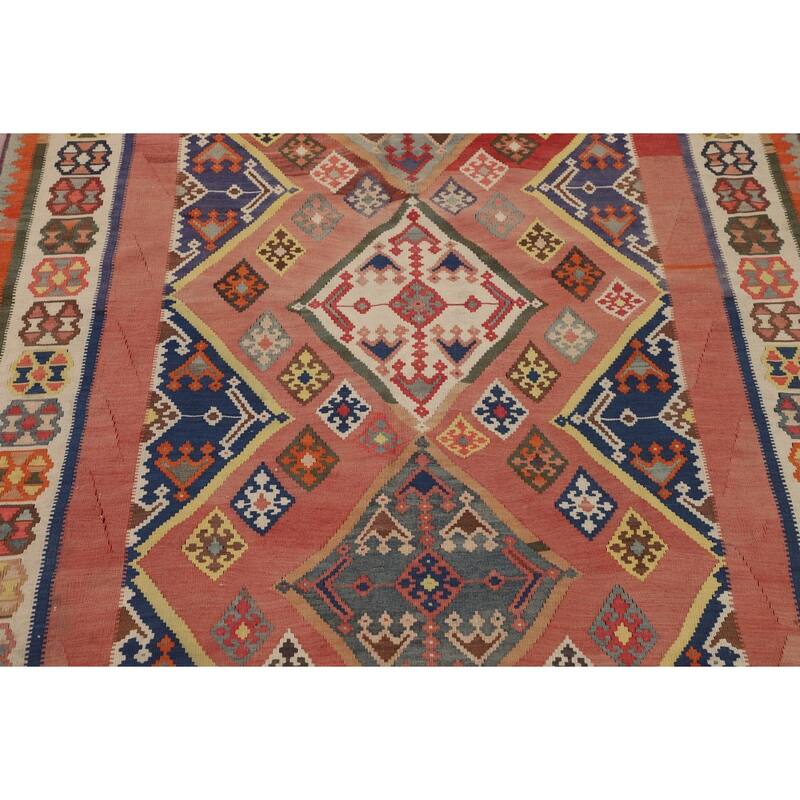 Kilim Qashqai Persian Vintage Rug Flatweave Reversible Wool Carpet - 5'3"x 7'9"