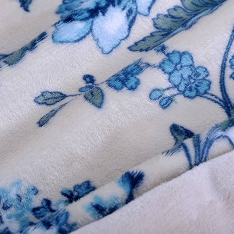 Printed Flannel Tropical Flower French / Puerto Rico Floral Throw