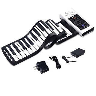 Top Product Reviews For Costway 54 Keys Music Electronic Keyboard - 61 key electronic roll up piano keyboard silicone rechargeable bluetooth w pedal white