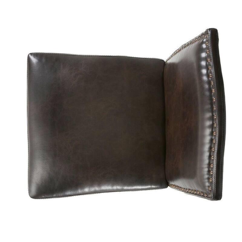 Set of 2 PU Leather Upholstered Bar Stools with Nailhead Trim
