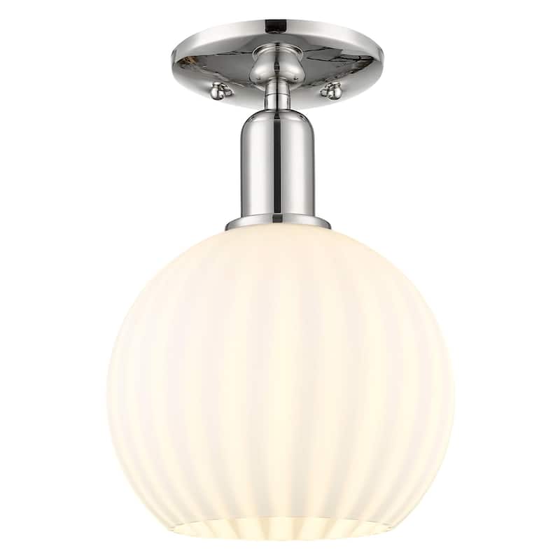 Innovations Lighting 716-1C-12-8 White Venetian Semi-Flush White - Polished Nickel / White Venetian