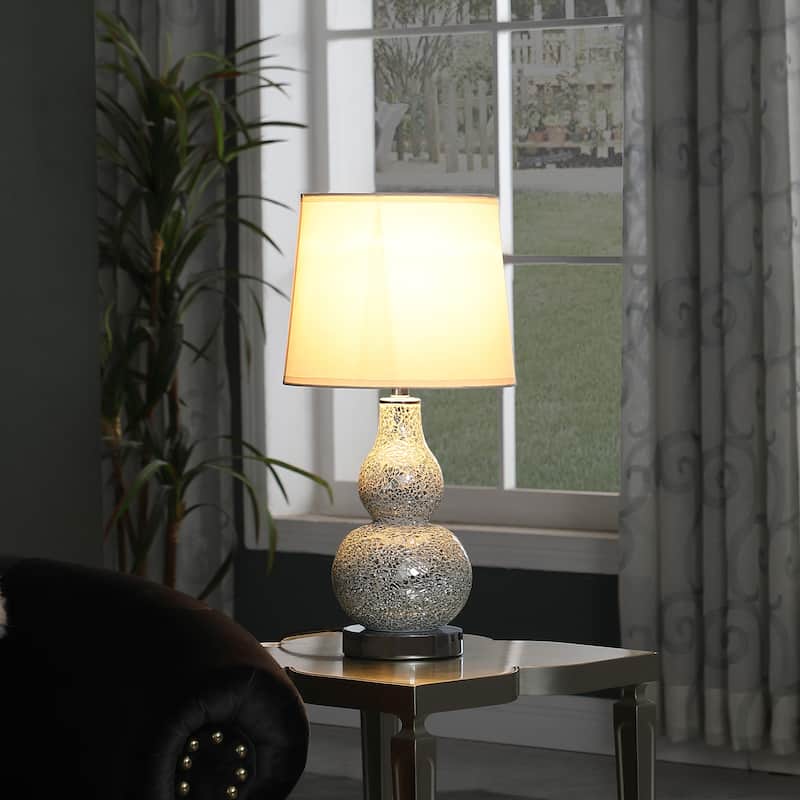 19.5 In. Mirror Glass Mosaic Silver Polyresin Table Lamp
