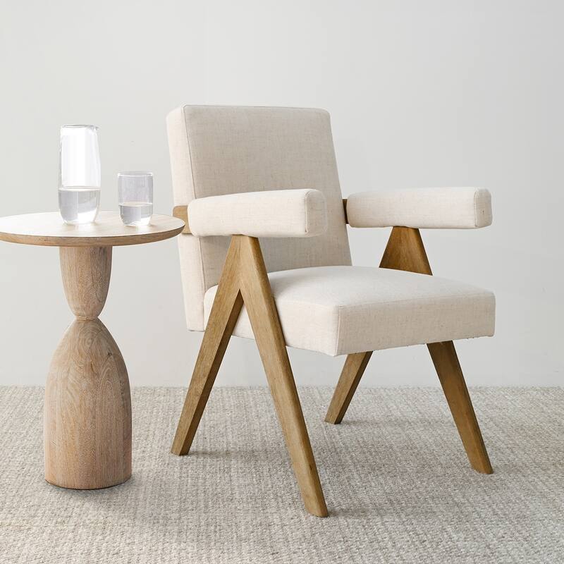 Linen Dining Chair with Arms