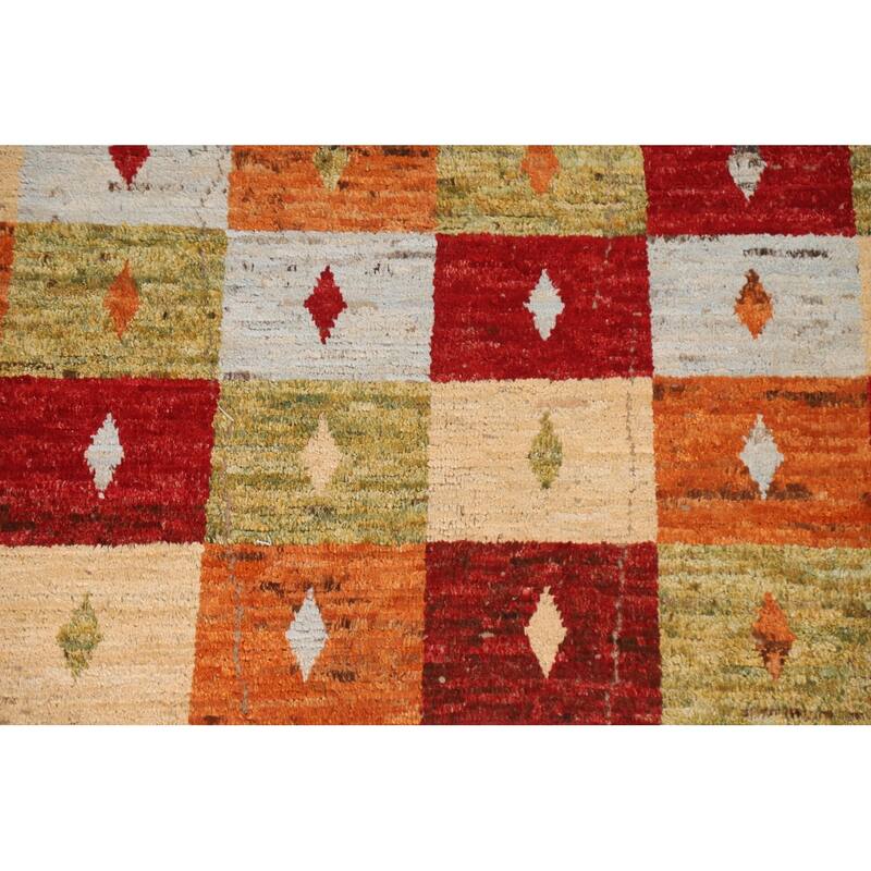 Hand Knotted Oriental 100% Wool Carpet Modern Geometric Multi-Colored Moroccan Area Rug - 8' 11'' X 6' 0''