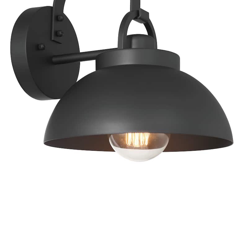 Easton Metal Shade and Exposed Bulb Wall Mounted Outdoor Light - 10.5"L x 9.0"W x 12.4"H