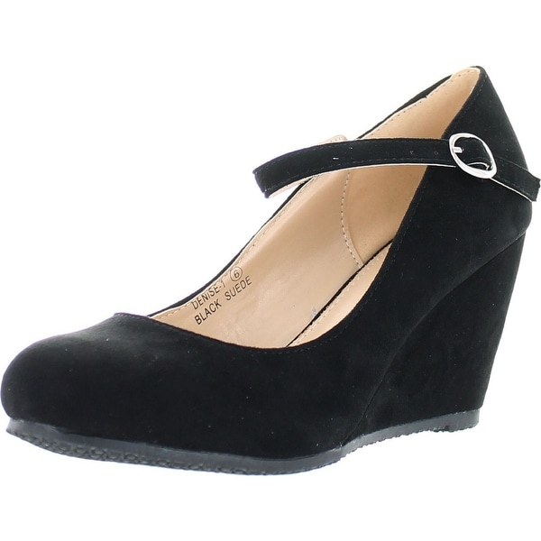 black mary jane wedge shoes