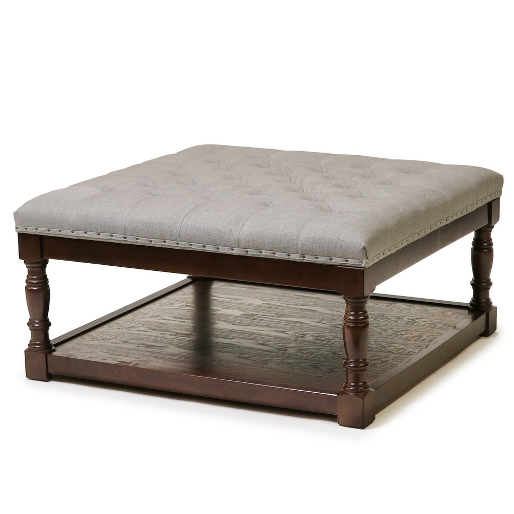 Cairona Tufted Textile 34-inch Shelved Ottoman Table