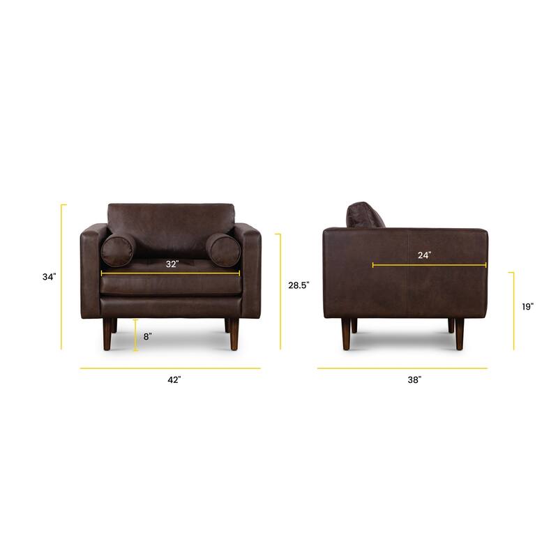 Poly & Bark Napa Lounge Chair (Set of 2) - Full Grain Genuine Italian Leather