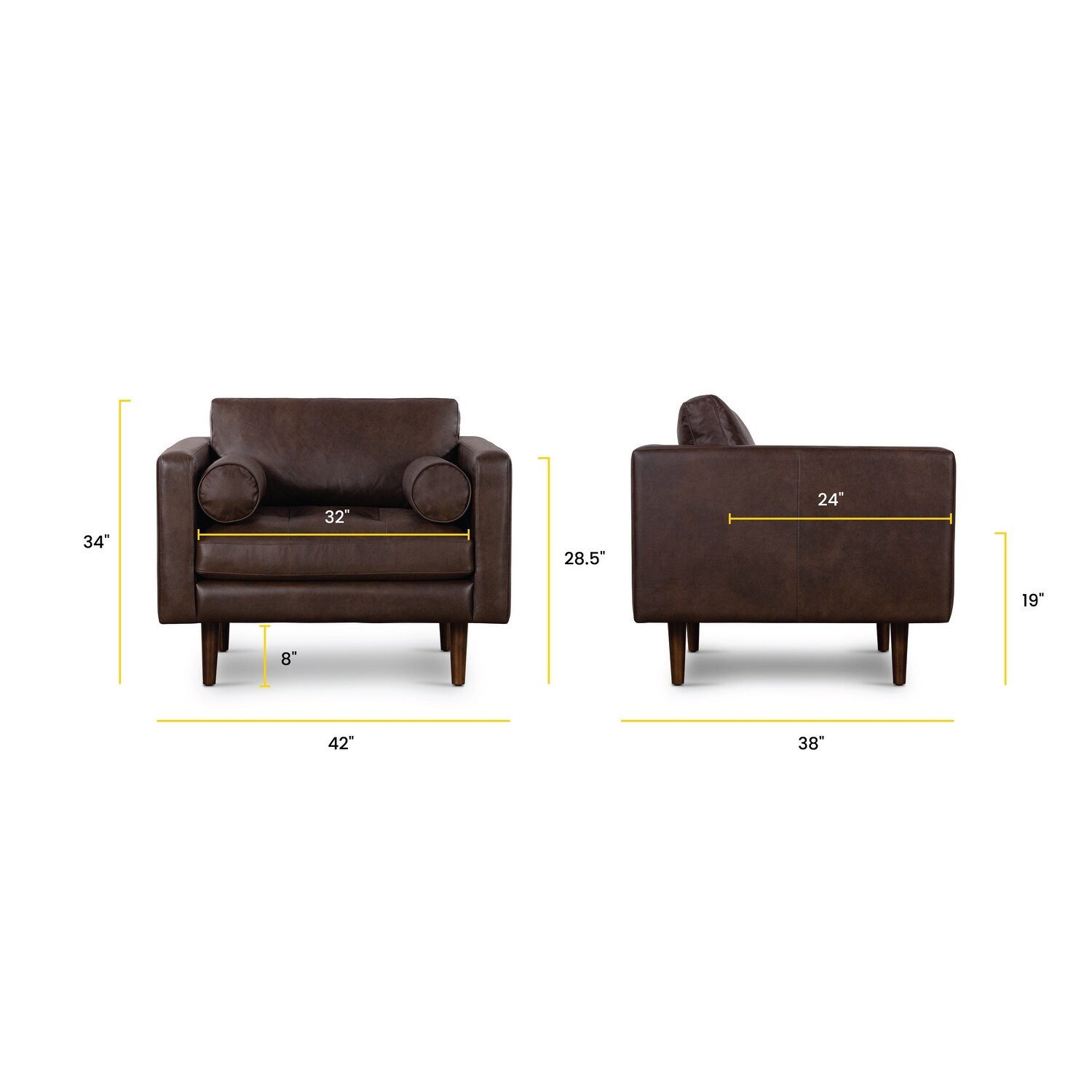 Poly and Bark Napa Lounge Chair Genuine Italian Leather On
