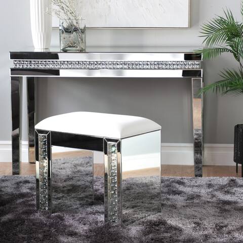 Silver Glam Stool 21 x 22 x 15 - 22 x 15 x 21
