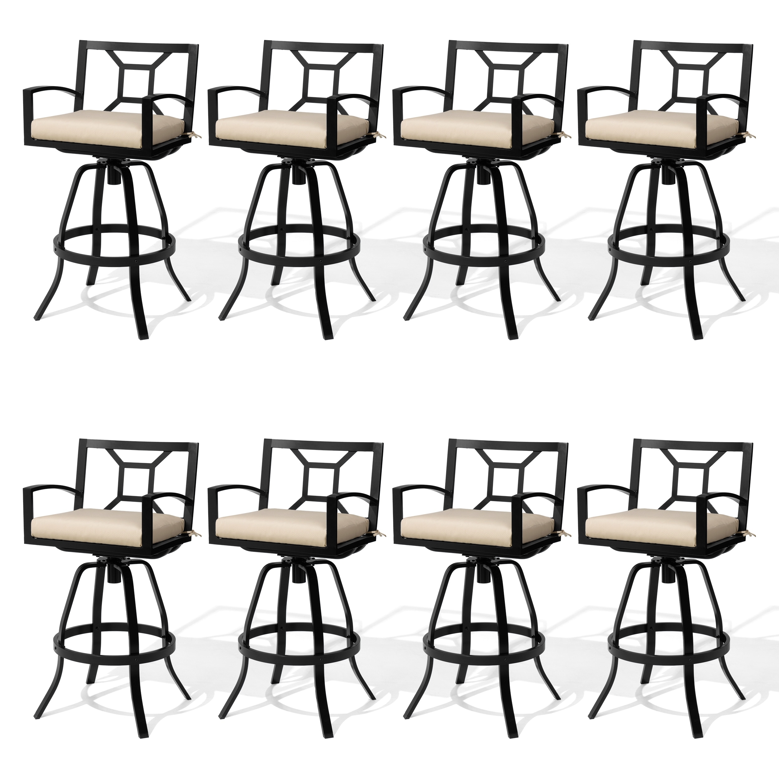 30''H Outdoor Patio Premium All-Aluminum Swivel Bar Stools Dining Chair with Sunbrella Cushion