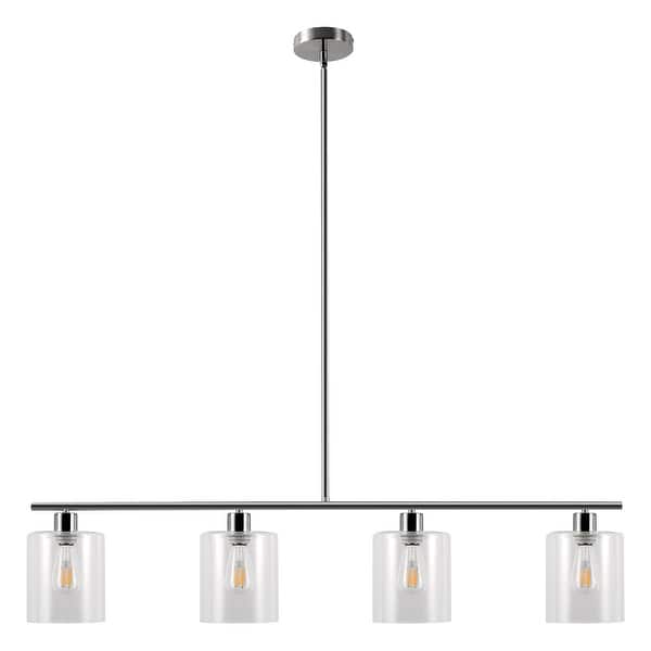 Hunter Van Nuys 3 Light Brushed Nickel Waterfall Chandelier with Clear Glass Shades Dining Room Light