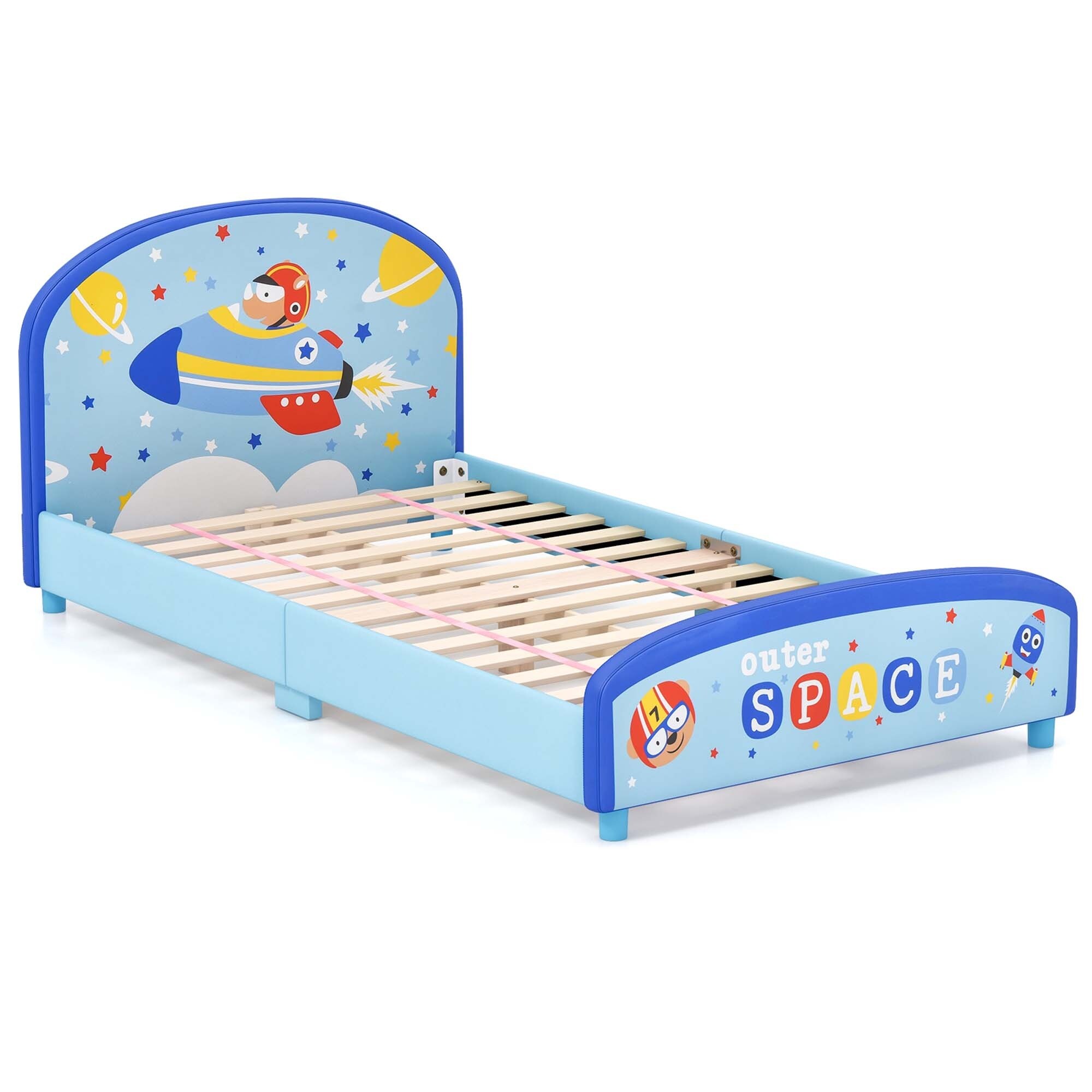 Honeyjoy Children Twin Size Upholstered Platform Single Bed