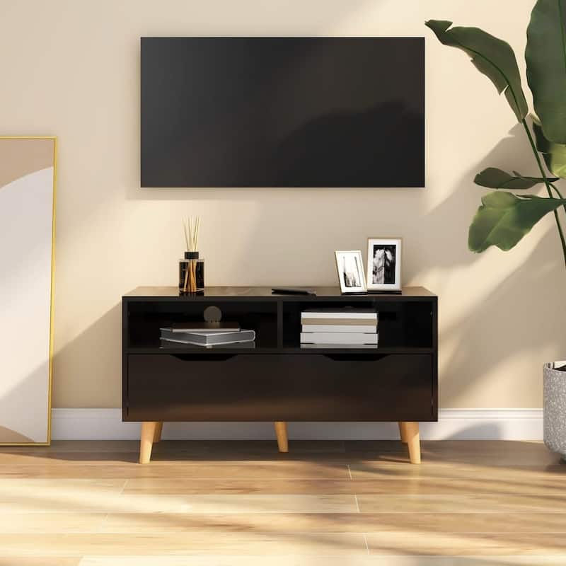 vidaXL TV Stand TV Console Sideboard TV Unit Home Media Unit Engineered Wood - 35.4" x 15.7" x 19.1" - High gloss black