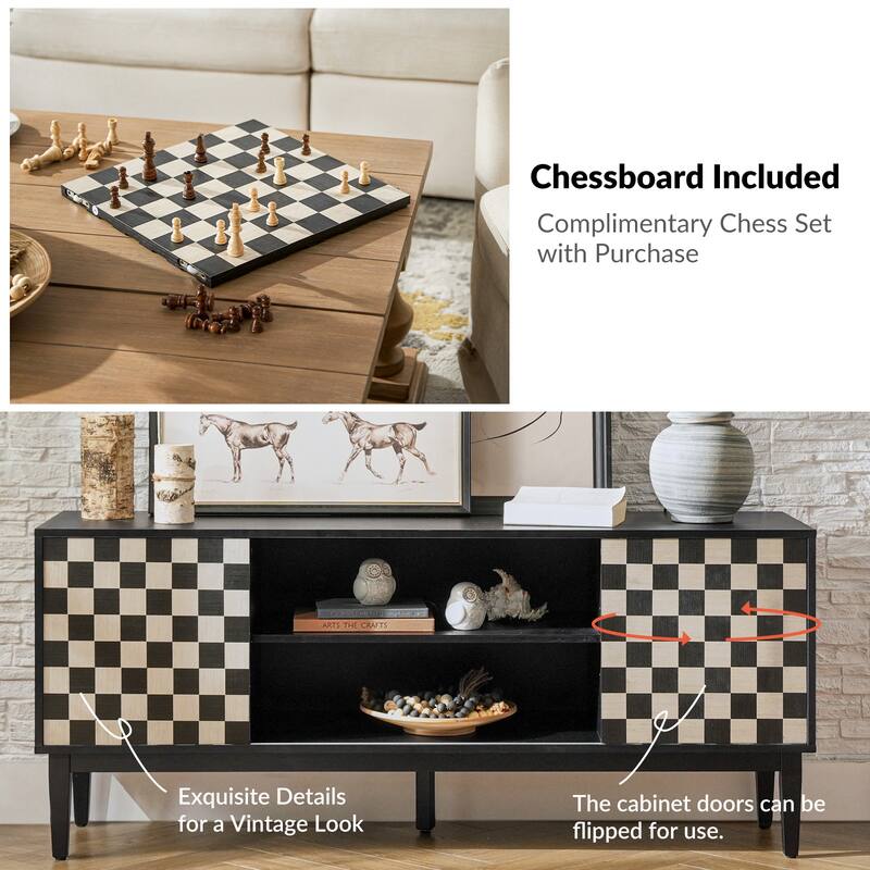 Van Modern TV Stand for TVs up to 65" with Adjustable Shelves by HULALA HOME
