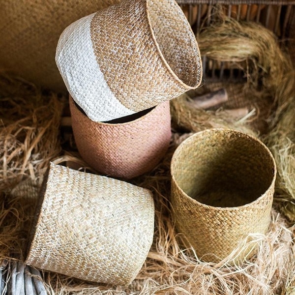RusticReach Natural Straw Basket in Different Colors