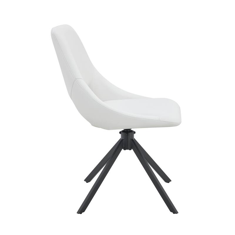 Faux Leather Dining Chairs Set of 4, Swivel Dining Room Chair, Metal Frame Kitchen Chairs