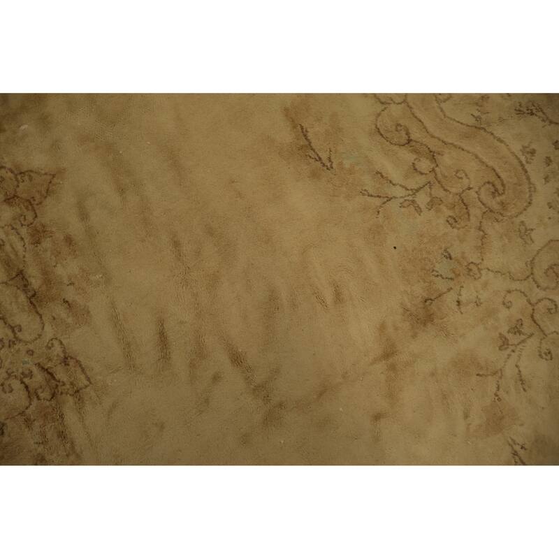 Hand Knotted Oriental 100% Wool Carpet Traditional Floral Yellow & Gold Kerman Area Rug - 11' 10'' X 8' 10''