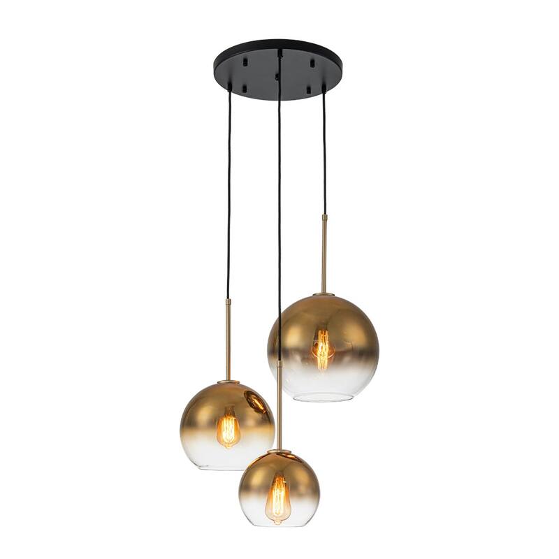 3-Light Round Polished Glass Globe Bubble Pendant Light