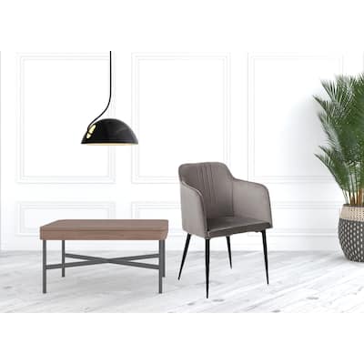HomeRoots Set Of Two 23" Gray And Black Microfiber Arm Chairs - 23