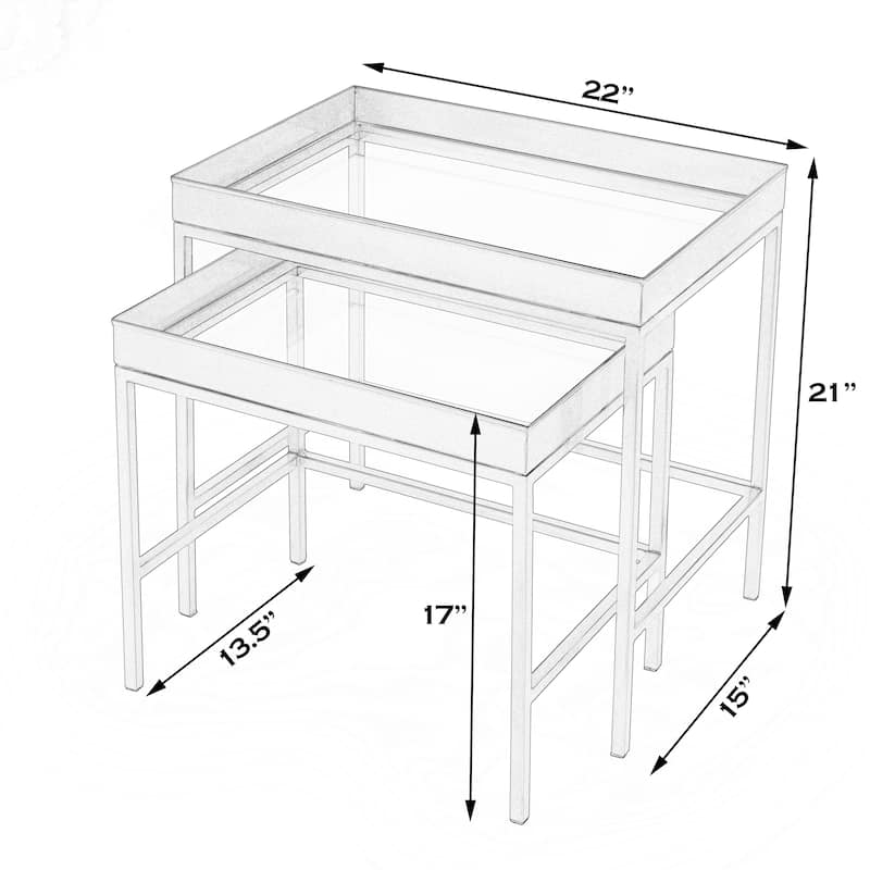 Lenny Gold 2 Piece Glass Nesting Tables
