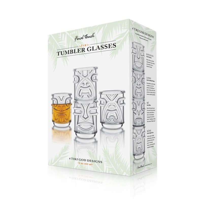 Final Touch Tiki Tumblers Set of 4 Tumblers - 12 Oz