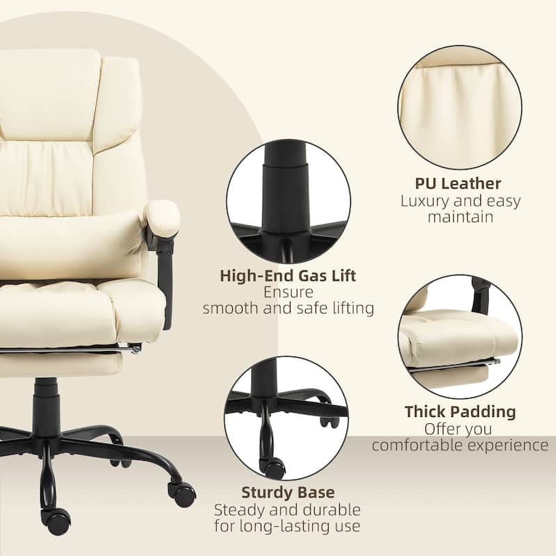 Vinsetto Office Desk Chair Recliner, Height Adjustable Movable Lumbar Support with 6-Point Vibrating Massage