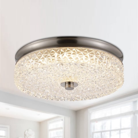 12" Modern Round Glass Dimmable LED Flush Mount Ceiling Light