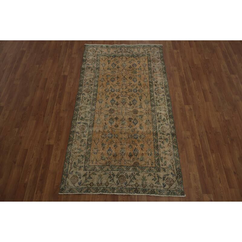 Hand Knotted Oriental 100% Wool Carpet Transitional Floral Oranges & Rust Anatolian Area Rug - 6' 10'' X 3' 8''