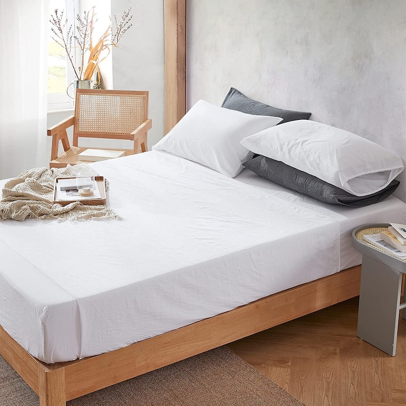 Terra é Pais - Tattered Edgings 100% Cotton Sheet Set - White - Full - White